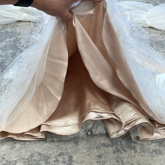 NWT By Watters Macaron Mini Dress Pearl Accent Tulle Babydoll Wedding Sz 10 - Picture 12 of 16